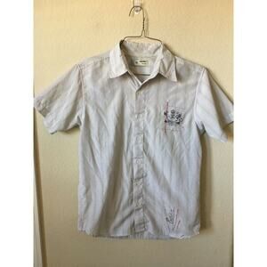 JayJays Blue Gray Striped Graphic Stitched Men's Short Sleeve Shirt Size XS